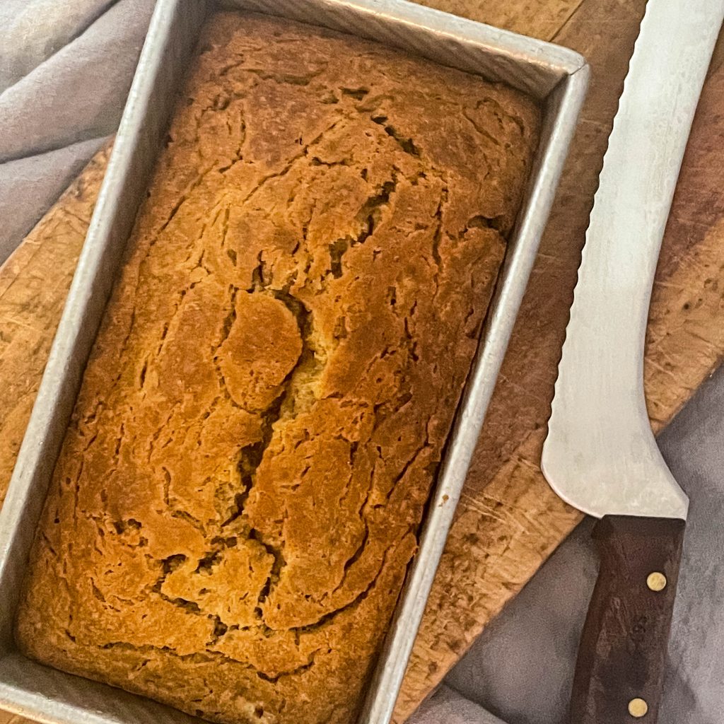 Banana Nut Bread on a baking pan