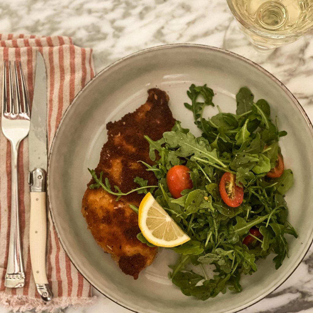 Chicken Milanese served 