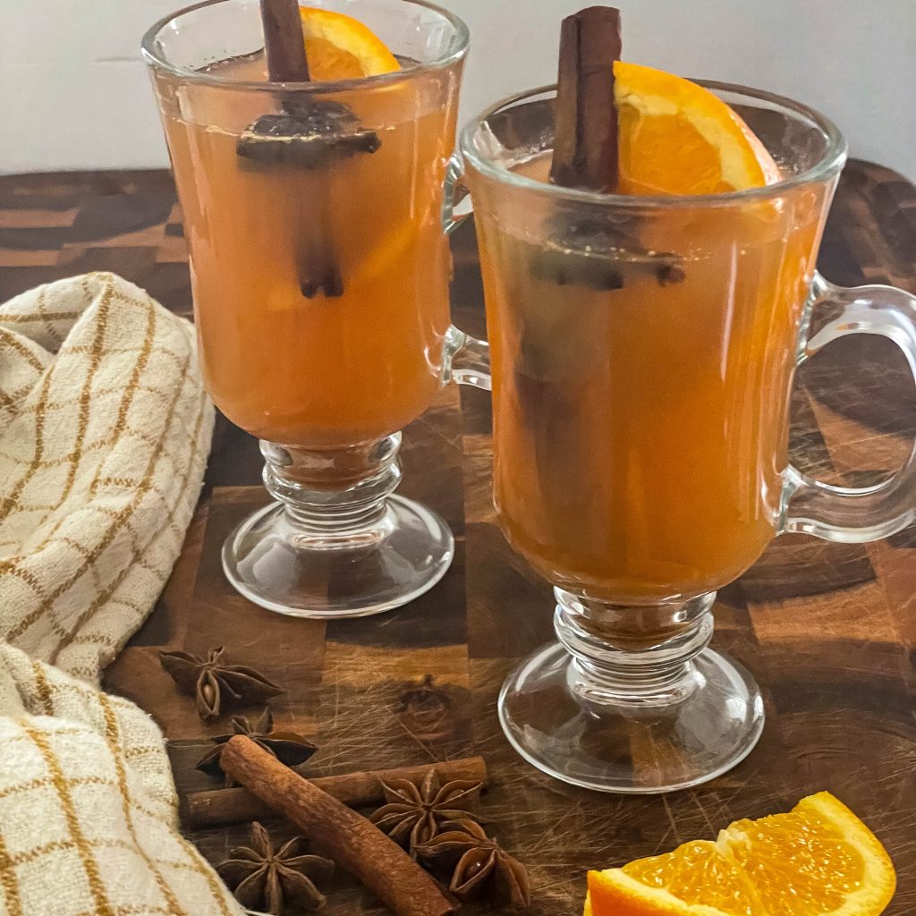 two glasses of Mulled Apple Cider