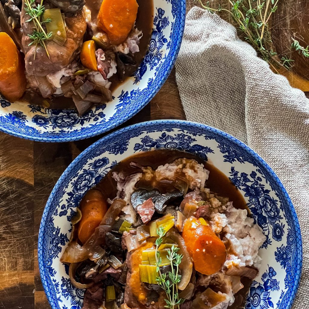 coq au vin served