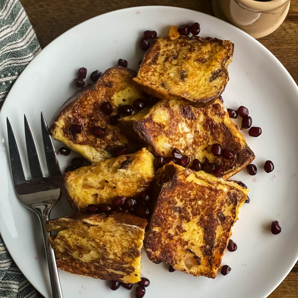 panettone French toast on a plate