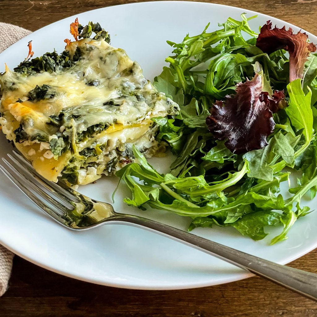 a slice of Spinach Lasagna