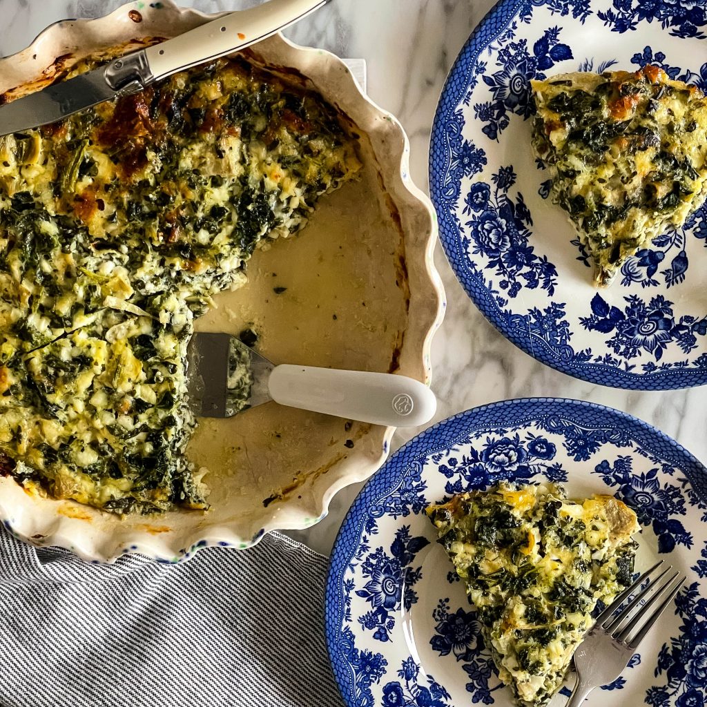 slices of spinach artichoke crustless quiche