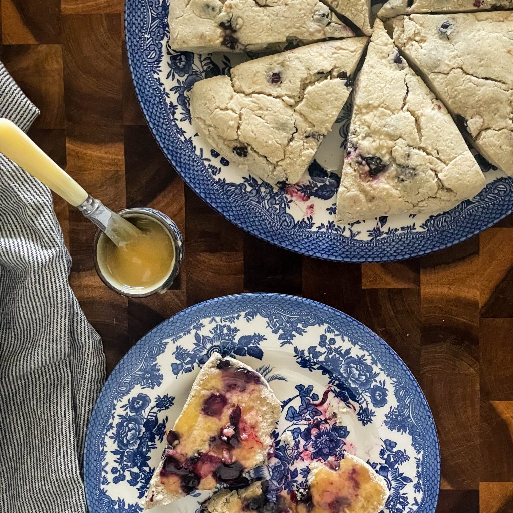 blueberry scones on a plate