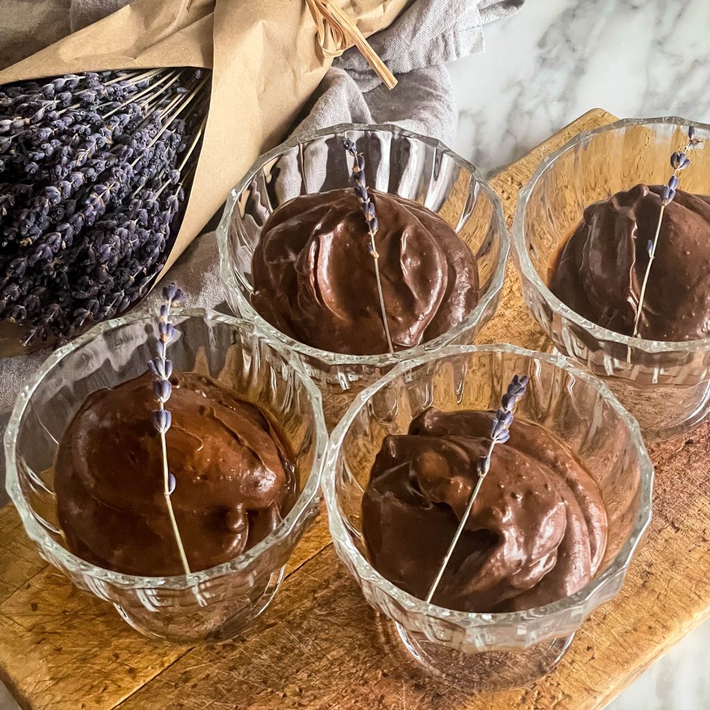 glasses with chocolate mousse